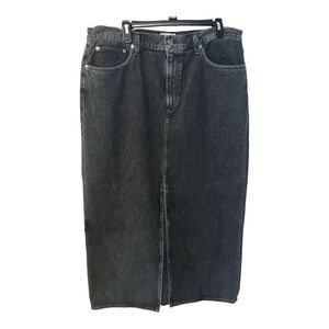 AGOLDE Skirt Womens 12-14 Black Leif Longline Denim Maxi Skirt USA Boho New